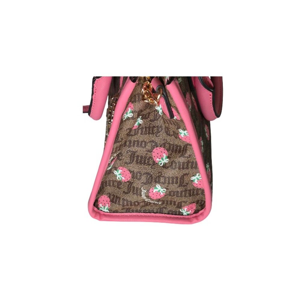 Juicy Couture Strawberry Monogram Satchel Crossbody Bag Pink Trim NWT - Picture 4 of 10